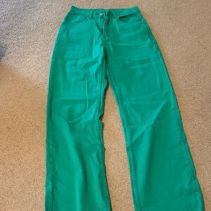 SHEIN Emerald Green Wide-Leg Jeans